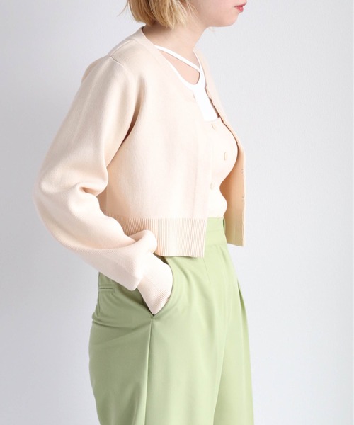 cepo（セポ）の「アンサンブル ニットカーディガン＋ボタンキャミ（アンサンブル・レディース・オフホワイト/ライム/ブラック・M）」の12枚目の写真