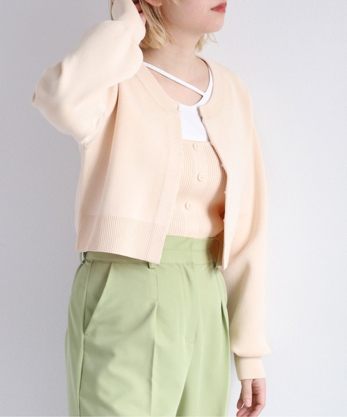cepo（セポ）の「アンサンブル ニットカーディガン＋ボタンキャミ（アンサンブル・レディース・オフホワイト/ライム/ブラック・M）」の11枚目の写真