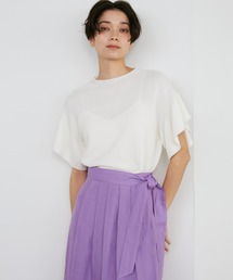 【吸水速乾】ホールガーメント ガーター編みフレアスリーブサマーニット《Cuoo》