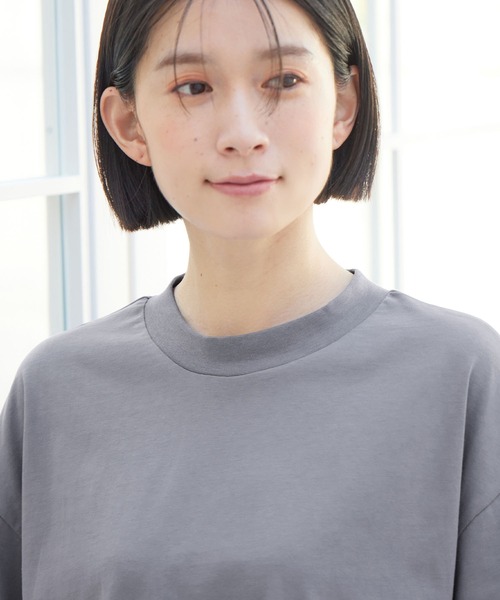 Viola e Viola(ヴィオラエヴィオラ)の「さらひやりコットン プチハイ5分袖Tシャツ(Tシャツ/カットソー・レディース・グレイッシュブルー/オレンジ/ホワイト/ブラック・LL/3L/M/L)」の11枚目の写真