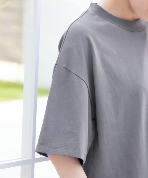 Viola e Viola(ヴィオラエヴィオラ)の「さらひやりコットン プチハイ5分袖Tシャツ(Tシャツ/カットソー・レディース・グレイッシュブルー/オレンジ/ホワイト/ブラック・LL/3L/M/L)」の12枚目の写真