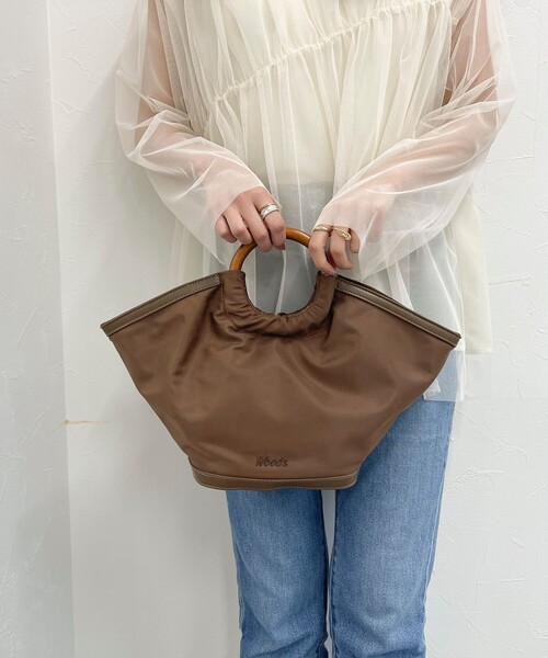 Woods（ウッズ）の「【Woods/ウッズ】ウッドリングハンドルトートバッグ（トートバッグ・レディース・ブラウン/ブラック・FREE）」の3枚目の写真