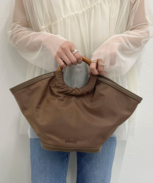 Woods（ウッズ）の「【Woods/ウッズ】ウッドリングハンドルトートバッグ（トートバッグ・レディース・ブラウン/ブラック・FREE）」の4枚目の写真