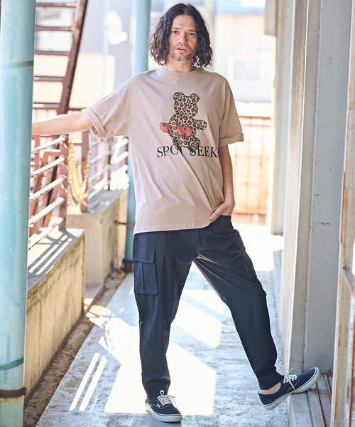 CAMBIO(カンビオ)の「mt8935- ビッグシルエットプリントTシャツ(Leopard Teddy)(Tシャツ/カットソー・メンズ・ホワイト/ピンク/ベージュ・S/M/L/XL)」の6枚目の写真
