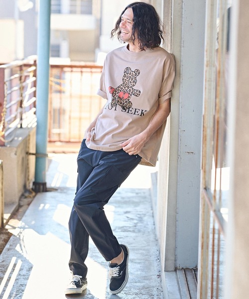 CAMBIO(カンビオ)の「mt8935- ビッグシルエットプリントTシャツ(Leopard Teddy)(Tシャツ/カットソー・メンズ・ホワイト/ピンク/ベージュ・S/M/L/XL)」の7枚目の写真