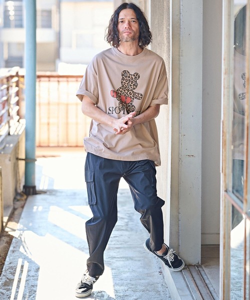 CAMBIO(カンビオ)の「mt8935- ビッグシルエットプリントTシャツ(Leopard Teddy)(Tシャツ/カットソー・メンズ・ホワイト/ピンク/ベージュ・S/M/L/XL)」の8枚目の写真
