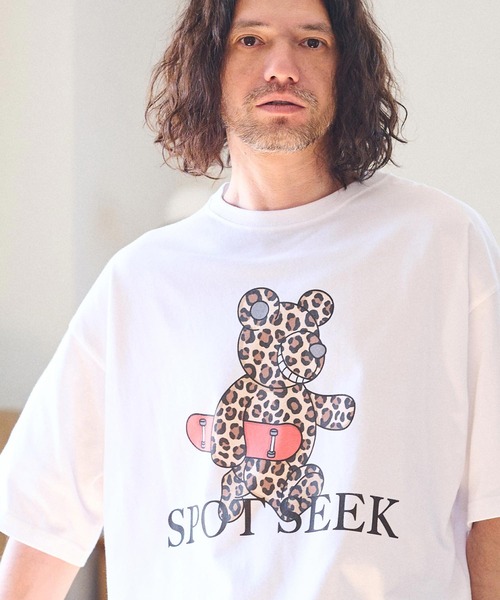 CAMBIO(カンビオ)の「mt8935- ビッグシルエットプリントTシャツ(Leopard Teddy)(Tシャツ/カットソー・メンズ・ホワイト/ピンク/ベージュ・S/M/L/XL)」の9枚目の写真