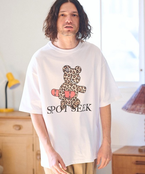 CAMBIO(カンビオ)の「mt8935- ビッグシルエットプリントTシャツ(Leopard Teddy)(Tシャツ/カットソー・メンズ・ホワイト/ピンク/ベージュ・S/M/L/XL)」の10枚目の写真