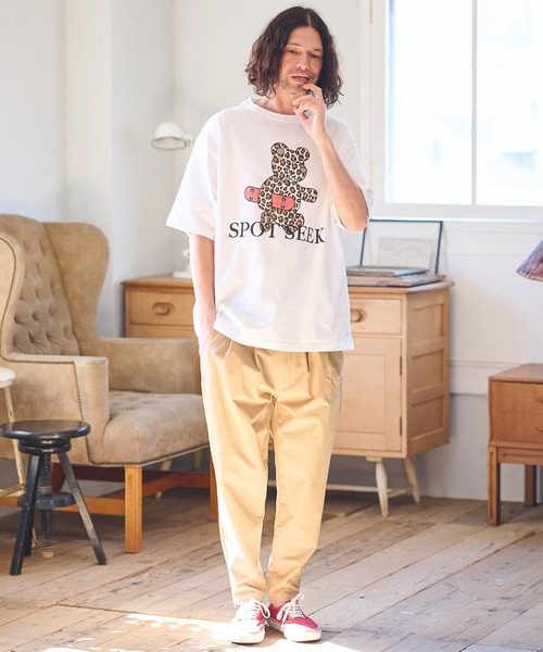 CAMBIO(カンビオ)の「mt8935- ビッグシルエットプリントTシャツ(Leopard Teddy)(Tシャツ/カットソー・メンズ・ホワイト/ピンク/ベージュ・S/M/L/XL)」の11枚目の写真