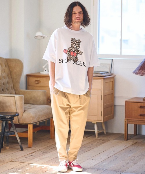 CAMBIO(カンビオ)の「mt8935- ビッグシルエットプリントTシャツ(Leopard Teddy)(Tシャツ/カットソー・メンズ・ホワイト/ピンク/ベージュ・S/M/L/XL)」の12枚目の写真