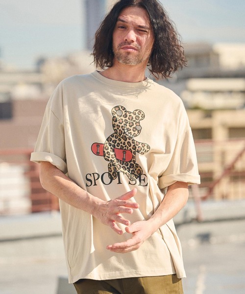 CAMBIO(カンビオ)の「mt8935- ビッグシルエットプリントTシャツ(Leopard Teddy)(Tシャツ/カットソー・メンズ・ホワイト/ピンク/ベージュ・S/M/L/XL)」の13枚目の写真