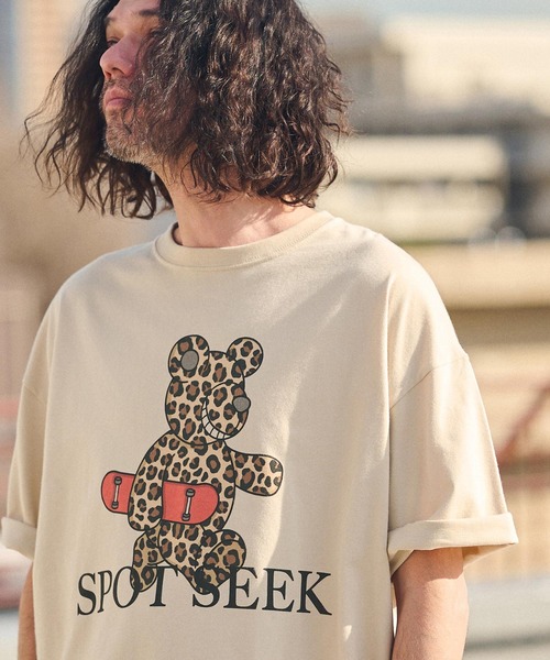CAMBIO(カンビオ)の「mt8935- ビッグシルエットプリントTシャツ(Leopard Teddy)(Tシャツ/カットソー・メンズ・ホワイト/ピンク/ベージュ・S/M/L/XL)」の14枚目の写真