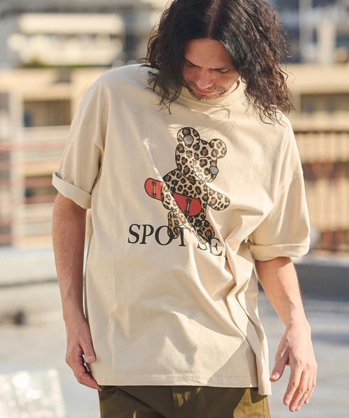 CAMBIO(カンビオ)の「mt8935- ビッグシルエットプリントTシャツ(Leopard Teddy)(Tシャツ/カットソー・メンズ・ホワイト/ピンク/ベージュ・S/M/L/XL)」の15枚目の写真