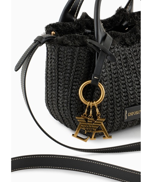 EMPORIO ARMANI（エンポリオアルマーニ）の「【エンポリオ アルマーニ】ハンドバッグ ウーブンストロー ロゴチャーム（ハンドバッグ・レディース・ナチュラル/ブラック・FREE）」の11枚目の写真