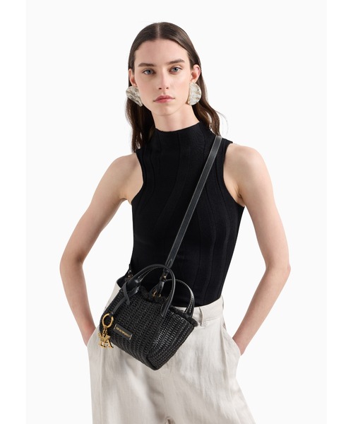 EMPORIO ARMANI（エンポリオアルマーニ）の「【エンポリオ アルマーニ】ハンドバッグ ウーブンストロー ロゴチャーム（ハンドバッグ・レディース・ナチュラル/ブラック・FREE）」の13枚目の写真