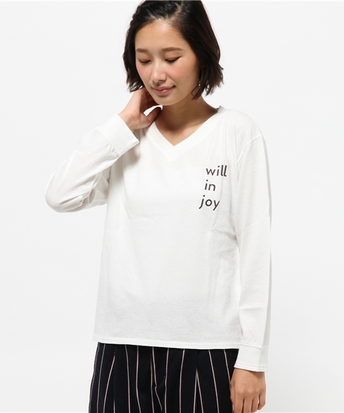 Kastane（カスタネ）の「衿ラインVネックLONGTEE（Tシャツ/カットソー・レディース・アイボリー/ネイビー/ブラウン・FREE）」の12枚目の写真