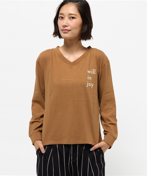Kastane（カスタネ）の「衿ラインVネックLONGTEE（Tシャツ/カットソー・レディース・アイボリー/ネイビー/ブラウン・FREE）」の13枚目の写真