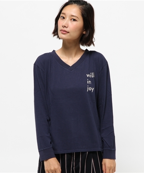 Kastane（カスタネ）の「衿ラインVネックLONGTEE（Tシャツ/カットソー・レディース・アイボリー/ネイビー/ブラウン・FREE）」の14枚目の写真