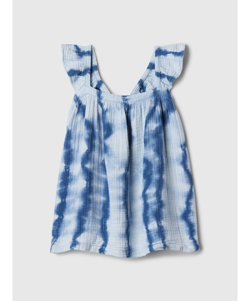 GAP(ギャップ)の「babyGap クリンクル ガーゼ ラッフルフリル ワンピース(ワンピース・キッズ・インディゴブルー・4 YRS/3 YRS/2 YRS/18-24M/12-18M/6-12M/5 YRS)」の1枚目の写真