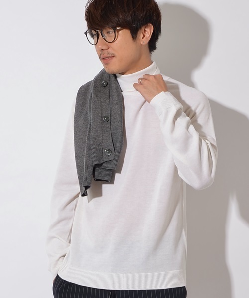 SHIPS JET BLUE（シップスジェットブルー）の「SHIPS JET BLUE(シップス ジェットブルー): メリノファイバー タートルネックニット■（ニット/セーター・メンズ・ネイビー/チャコールグレー/オフホワイト・LARGE/MEDIUM/SMALL）」の2枚目の写真