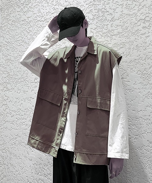 INTERPLAY(インタープレイ)の「【INTERPLAY select】ビッグポケットノースリーブジャケット(ベスト・メンズ・カーキ・FREE)」の4枚目の写真