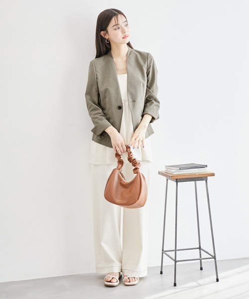 ROPE' PICNIC(ロペピクニック)の「リネンライクノーラペルジャケット/セットアップ対応・UVケア(ノーカラージャケット・レディース・ネイビー/ダークブラウン/ライトグレー・36/40/38)」の5枚目の写真