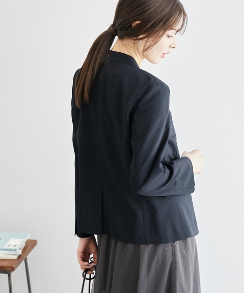 ROPE' PICNIC(ロペピクニック)の「リネンライクノーラペルジャケット/セットアップ対応・UVケア(ノーカラージャケット・レディース・ネイビー/ダークブラウン/ライトグレー・36/40/38)」の13枚目の写真