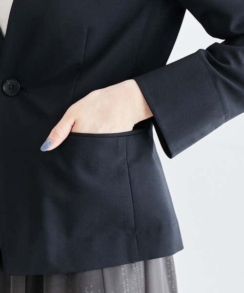 ROPE' PICNIC(ロペピクニック)の「リネンライクノーラペルジャケット/セットアップ対応・UVケア(ノーカラージャケット・レディース・ネイビー/ダークブラウン/ライトグレー・36/40/38)」の18枚目の写真