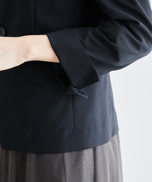 ROPE' PICNIC(ロペピクニック)の「リネンライクノーラペルジャケット/セットアップ対応・UVケア(ノーカラージャケット・レディース・ネイビー/ダークブラウン/ライトグレー・36/40/38)」の20枚目の写真