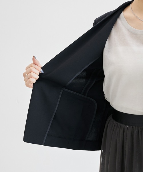 ROPE' PICNIC(ロペピクニック)の「リネンライクノーラペルジャケット/セットアップ対応・UVケア(ノーカラージャケット・レディース・ネイビー/ダークブラウン/ライトグレー・36/40/38)」の21枚目の写真