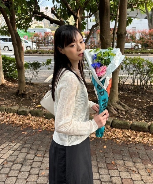 Birthday room（バースデイルーム）の「シアーニットカラーカーディガン（カーディガン/ボレロ・レディース・ホワイト/グレー/ピンク/イエロー/グリーン/ブラック/ライトブルー・FREE）」の21枚目の写真