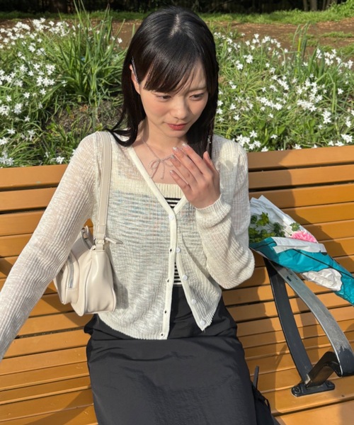 Birthday room（バースデイルーム）の「シアーニットカラーカーディガン（カーディガン/ボレロ・レディース・ホワイト/グレー/ピンク/イエロー/グリーン/ブラック/ライトブルー・FREE）」の18枚目の写真