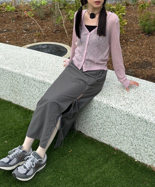 Birthday room（バースデイルーム）の「シアーニットカラーカーディガン（カーディガン/ボレロ・レディース・ホワイト/グレー/ピンク/イエロー/グリーン/ブラック/ライトブルー・FREE）」の16枚目の写真