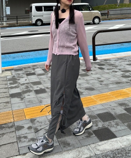 Birthday room（バースデイルーム）の「シアーニットカラーカーディガン（カーディガン/ボレロ・レディース・ホワイト/グレー/ピンク/イエロー/グリーン/ブラック/ライトブルー・FREE）」の17枚目の写真