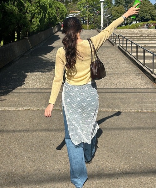 Birthday room（バースデイルーム）の「シアーニットカラーカーディガン（カーディガン/ボレロ・レディース・ホワイト/グレー/ピンク/イエロー/グリーン/ブラック/ライトブルー・FREE）」の8枚目の写真