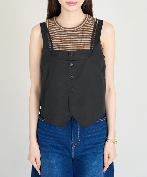 ROPE' PICNIC（ロペピクニック）の「レイヤードキャミソールジレ（キャミソール・レディース・キナリ/ブラック・38）」の19枚目の写真