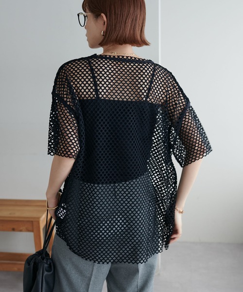 WEB限定】パイピングメッシュオーバーT（Tシャツ/カットソー