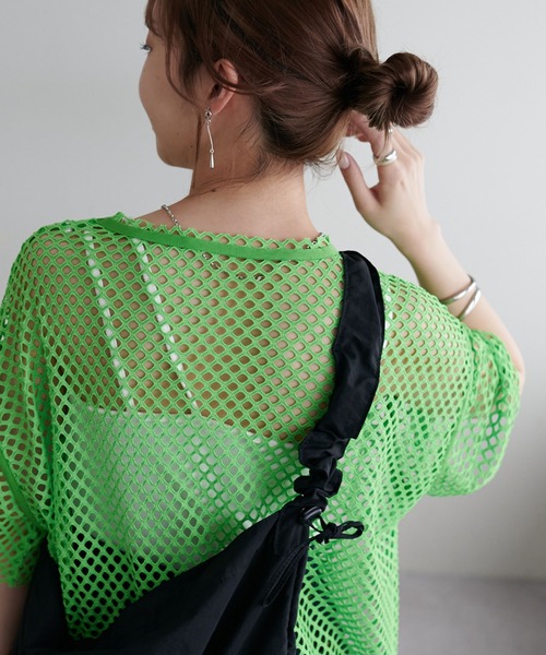 WEB限定】パイピングメッシュオーバーT（Tシャツ/カットソー