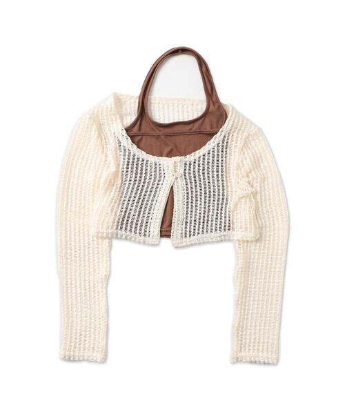 dispark（ディスパーク）の「DISPARK/ホルターネックキャミSETカーデ（カーディガン/ボレロ・レディース・アイボリー/カーキ・FREE）」の14枚目の写真