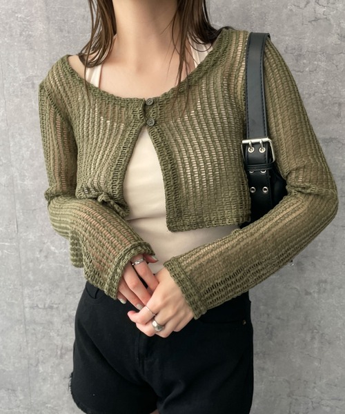 dispark（ディスパーク）の「DISPARK/ホルターネックキャミSETカーデ（カーディガン/ボレロ・レディース・アイボリー/カーキ・FREE）」の2枚目の写真