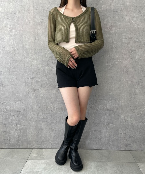 dispark（ディスパーク）の「DISPARK/ホルターネックキャミSETカーデ（カーディガン/ボレロ・レディース・アイボリー/カーキ・FREE）」の11枚目の写真