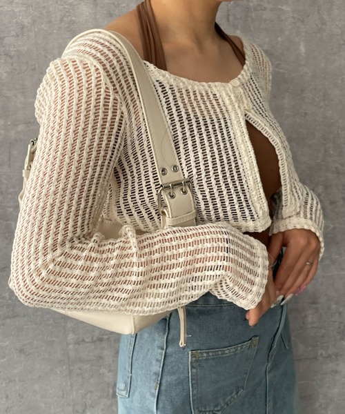 dispark（ディスパーク）の「DISPARK/ホルターネックキャミSETカーデ（カーディガン/ボレロ・レディース・アイボリー/カーキ・FREE）」の5枚目の写真