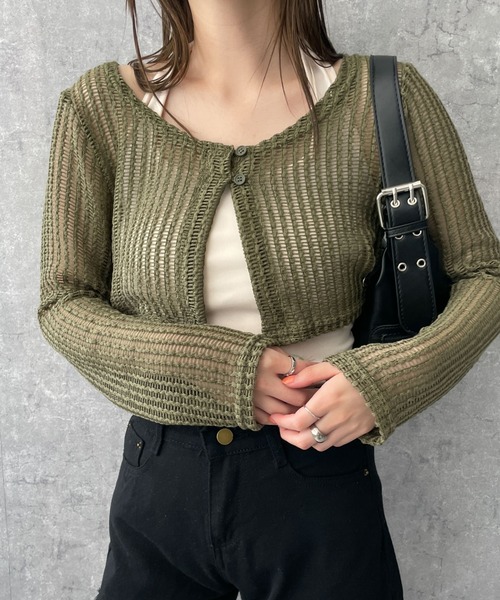 dispark（ディスパーク）の「DISPARK/ホルターネックキャミSETカーデ（カーディガン/ボレロ・レディース・アイボリー/カーキ・FREE）」の8枚目の写真