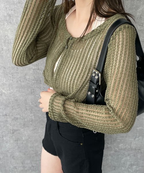 dispark（ディスパーク）の「DISPARK/ホルターネックキャミSETカーデ（カーディガン/ボレロ・レディース・アイボリー/カーキ・FREE）」の9枚目の写真