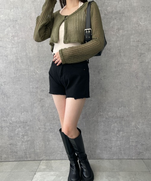 dispark（ディスパーク）の「DISPARK/ホルターネックキャミSETカーデ（カーディガン/ボレロ・レディース・アイボリー/カーキ・FREE）」の3枚目の写真