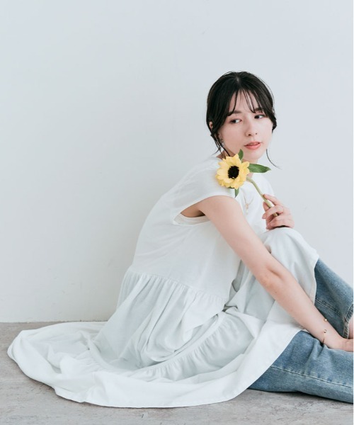 kirakiraShop（キラキラショップ）の「ティアード カットソー ワンピース（ワンピース・レディース・ミント/ブルー/オフホワイト/ブラック/チャコール・M/L）」の8枚目の写真