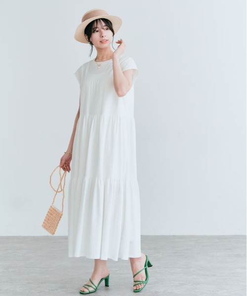 kirakiraShop（キラキラショップ）の「ティアード カットソー ワンピース（ワンピース・レディース・ミント/ブルー/オフホワイト/ブラック/チャコール・M/L）」の9枚目の写真