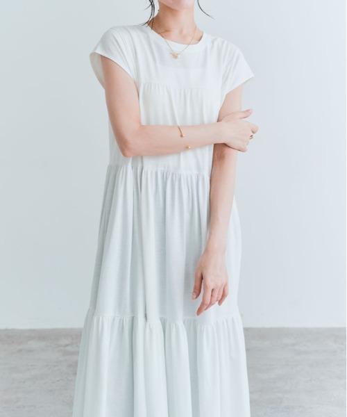 kirakiraShop（キラキラショップ）の「ティアード カットソー ワンピース（ワンピース・レディース・ミント/ブルー/オフホワイト/ブラック/チャコール・M/L）」の21枚目の写真
