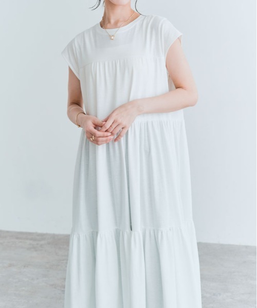 kirakiraShop（キラキラショップ）の「ティアード カットソー ワンピース（ワンピース・レディース・ミント/ブルー/オフホワイト/ブラック/チャコール・M/L）」の13枚目の写真