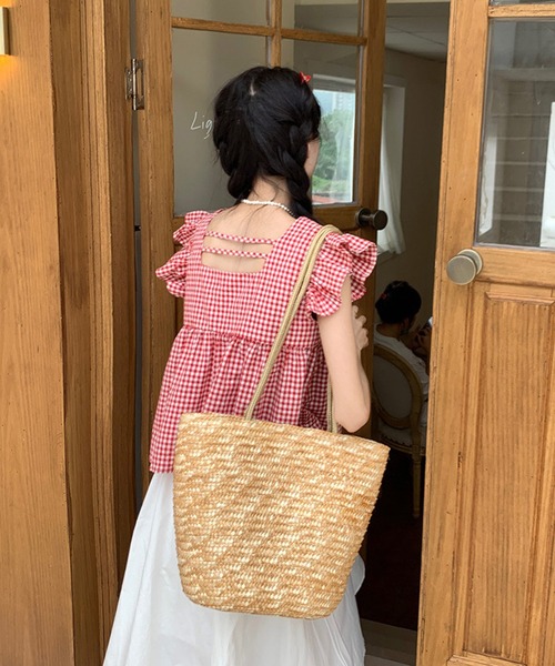 HALEY PESCA（ヘーリーペスカ）の「HALEY PESCA/スクエアネック　チェックフリルブラウス（シャツ/ブラウス・レディース・ブラック/レッド・SMALL/MEDIUM/LARGE）」の21枚目の写真